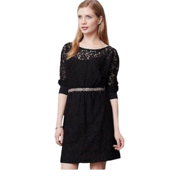 Staci Woo Souvenir Edition Black Lace Midi Woman’s Large Dress 3/4 Sleeves - Picture 9 of 9